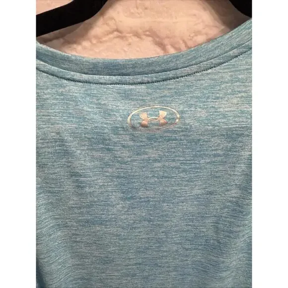 Women’s Size L Large Under Armour Heat Gear Heatgear Dri-Fit Blue t-Shirt  EUC - Picture 6 of 6